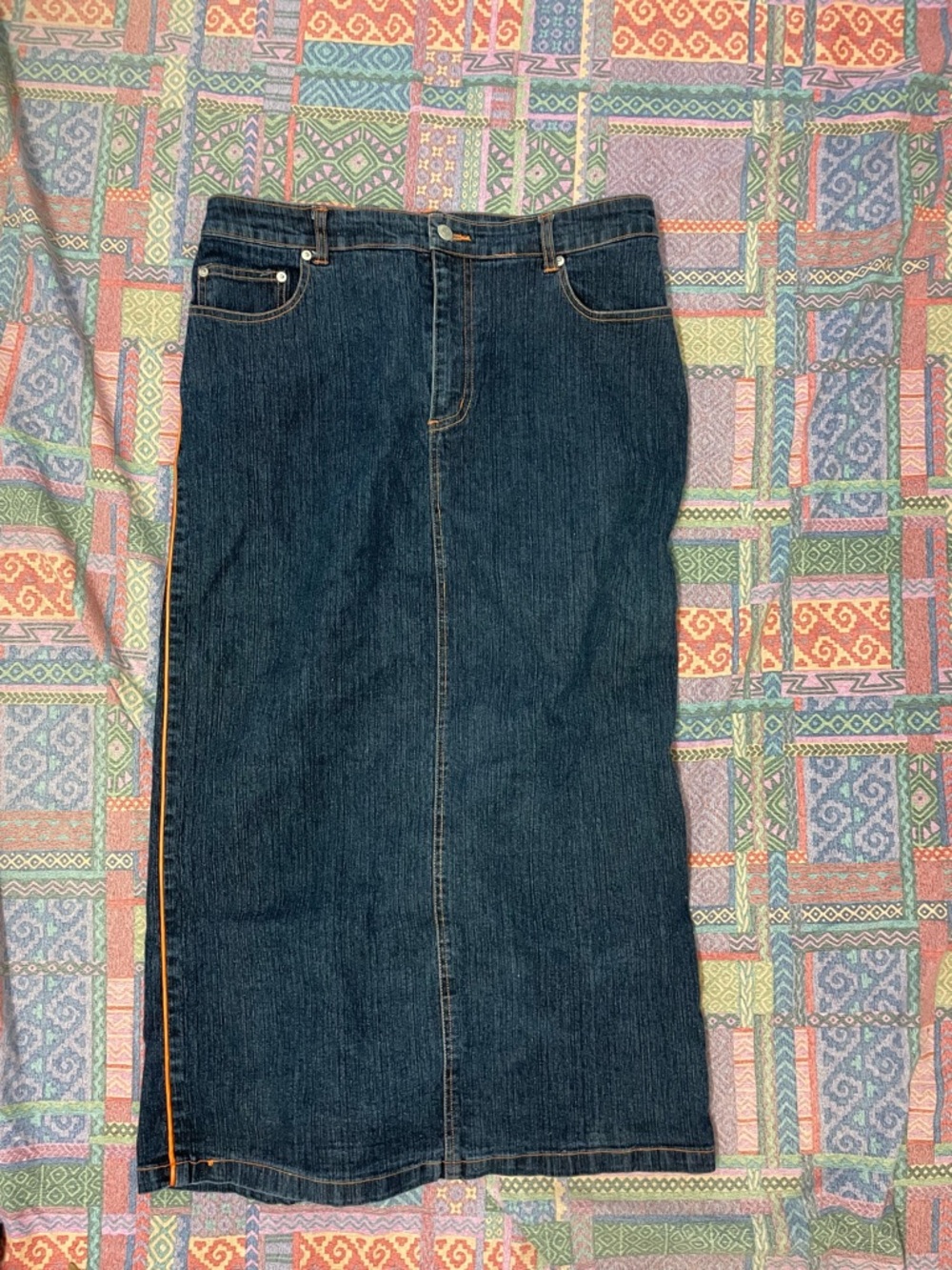 Dark Blue Denim Maxi Skirt - Classic High-Waist Jeans Style size 14 Goodness tre